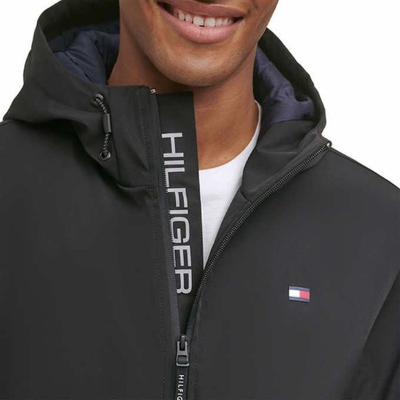 Men's Performance Hooded BLACK Jacket Tommy Hilfiger - Picture 2 of 7